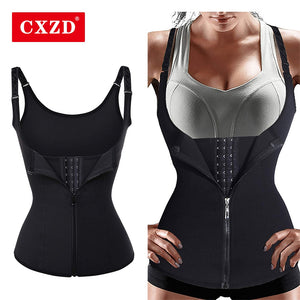 CXZD Women Waist Trainer Push Up Vest Tummy Belly Girdle Body Shaper Waist Cincher Corset Zipper Vest Plus Size S-4XL Shaperwear