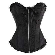 Women Sexy Plus Size Corset Overbust Bustier G-String&Black Stocking