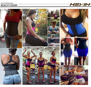 HEXIN 9 Steel Bones 100% Latex Waist Trainer Corset Sexy Women Body Shaper Waist Cincher Underbust Shapewear Slimming Belt 6XL